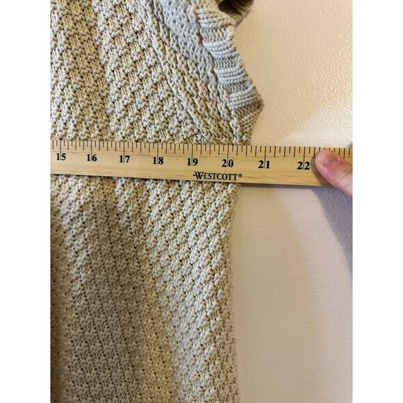Cotton by Autumn Cashmere Beige Chunky Knit Short Sleeve Open Cardigan Medium - Picture 5 of 6